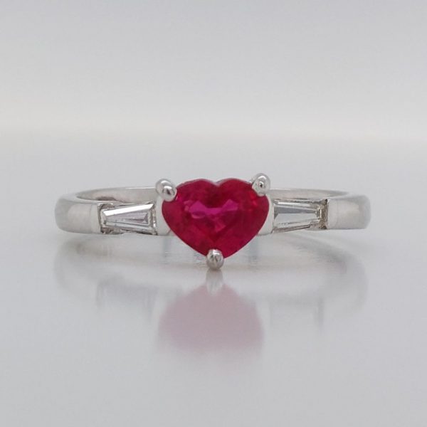 Ruby Heart and Diamond Ring