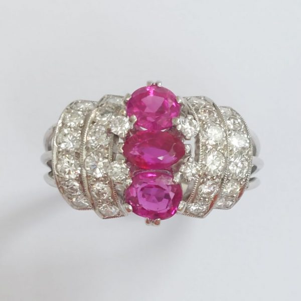 Vintage Ruby and Diamond Bombé Ring