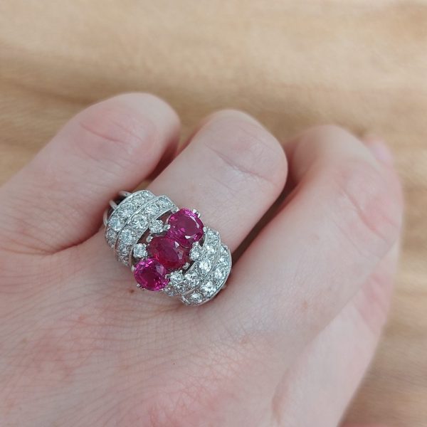 Vintage Ruby and Diamond Bombé Ring