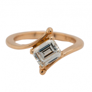 1.03ct Emerald Cut Diamond Rose Gold Solitaire Ring