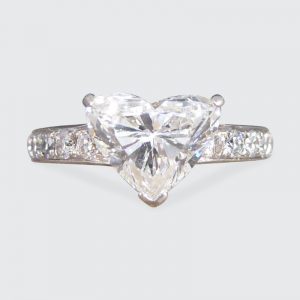 1.51ct Heart Cut Diamond Ring with Diamond Set Shoulders