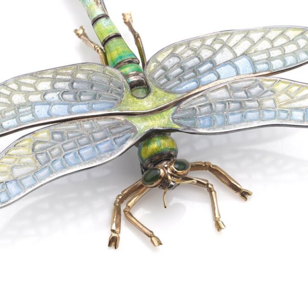 Vintage Plique a Jour Enamel Dragonfly Brooch