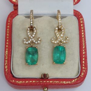 Vintage emerald and diamond drop earrings