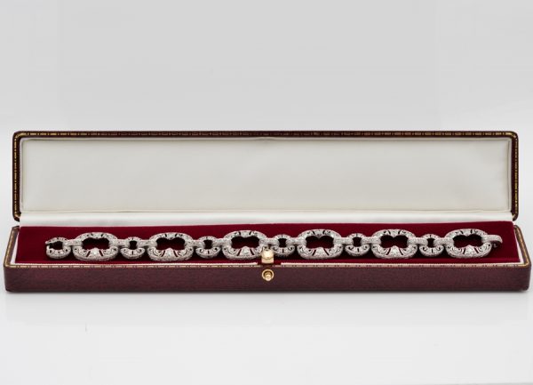 Art Deco 2.1ct Old Cut Diamond Set Platinum Link Bracelet