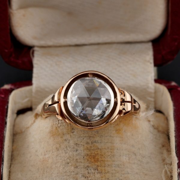 Antique Victorian 2.20ct Rose Cut Diamond Solitaire Ring