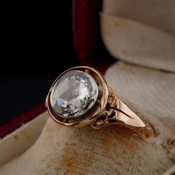 Antique Victorian 2.20ct Rose Cut Diamond Solitaire Ring