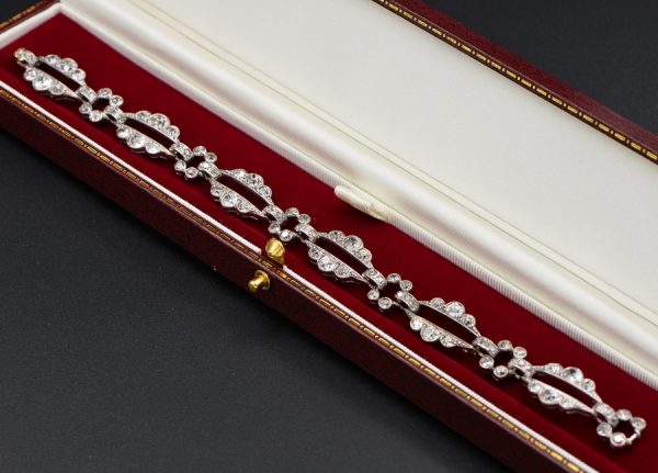 Antique Victorian 8.5ct Old Mine Cut Diamond Link Bracelet