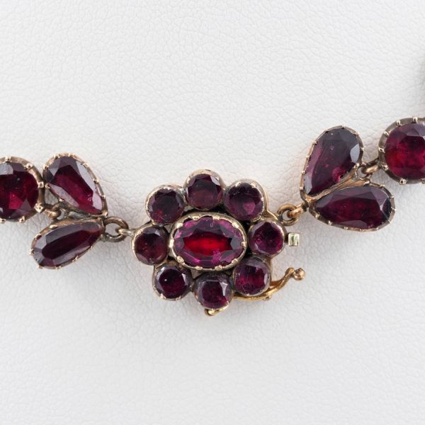 Antique Georgian Almandine Garnet Cluster Riviere Necklace