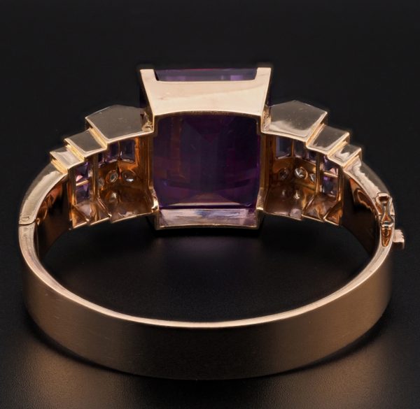 Art Deco 64ct Amethyst and Diamond Bangle Bracelet