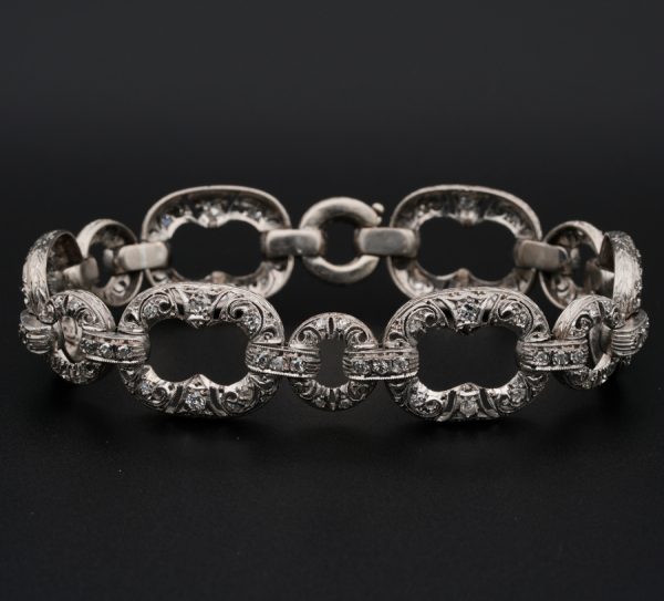 Art Deco 2.1ct Diamond Set Platinum Link Bracelet