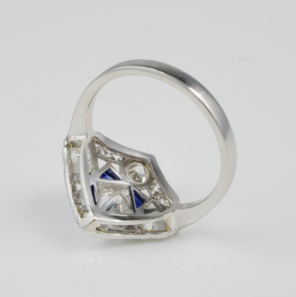 Art Deco 1.5ct Diamond and Sapphire Dress Ring in Platinum