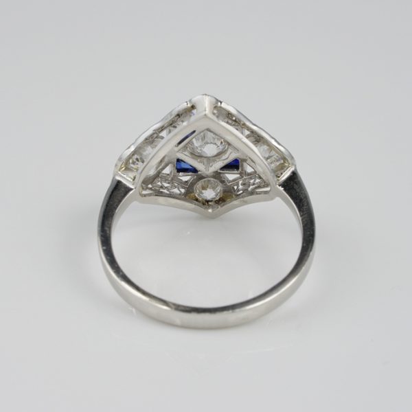 Art Deco 1.5ct Diamond and Sapphire Dress Ring in Platinum