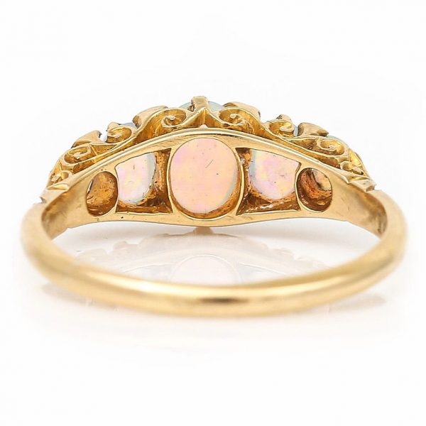 Antique Edwardian Opal Five Stone Ring with Diamonds