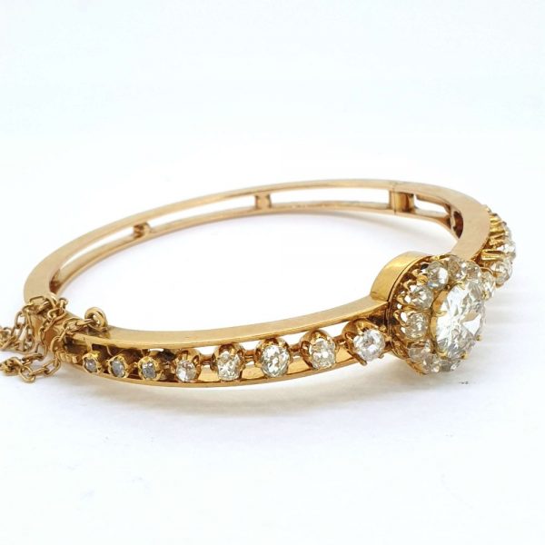 Antique 2.50ct Old Cut Diamond Bangle Bracelet