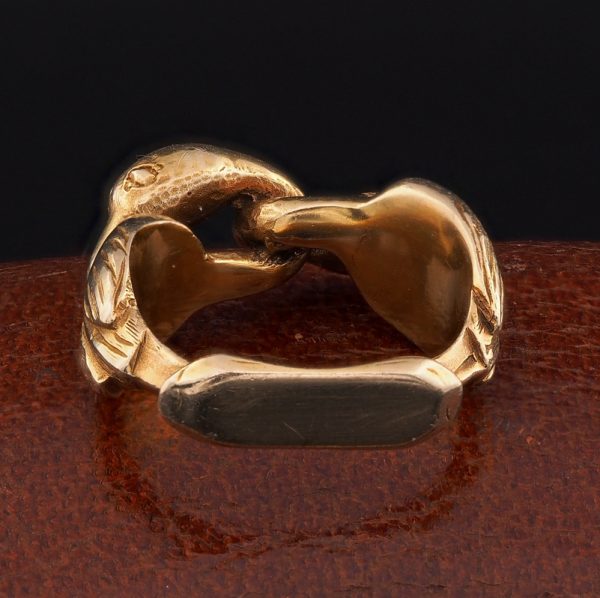 Rare Mosheh Oved Double Swan Gold Ring