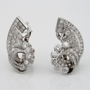 Art Deco 4.50ct Diamond Cornucopia Earrings
