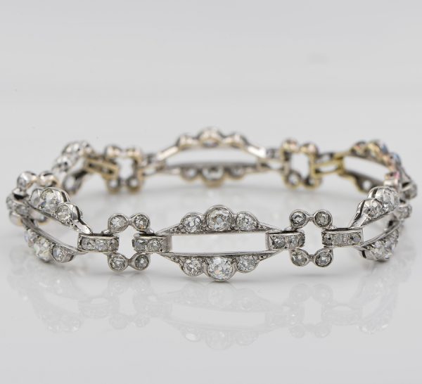 Antique Victorian 8.5ct Old Mine Cut Diamond Link Bracelet