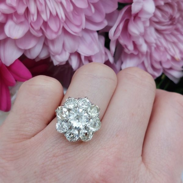 Antique 5.5ct Diamond Floral Cluster Ring