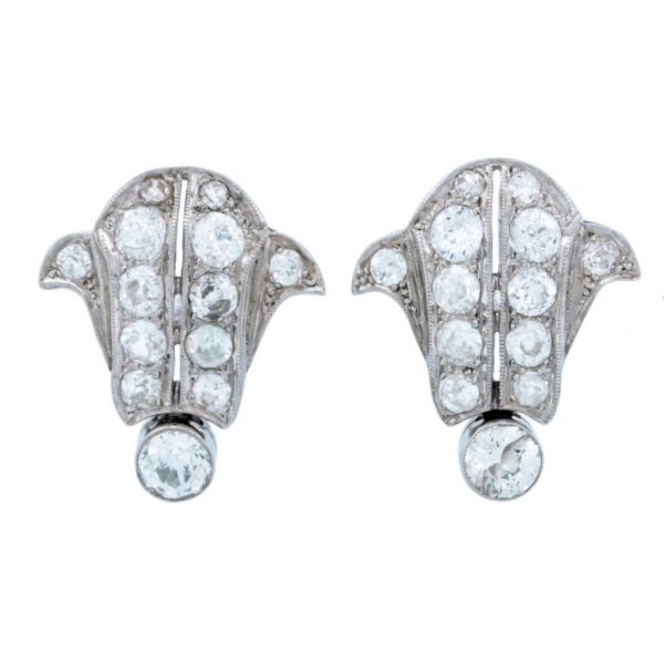 Art Deco Antique 2.70ct Old Cut Diamond Earrings