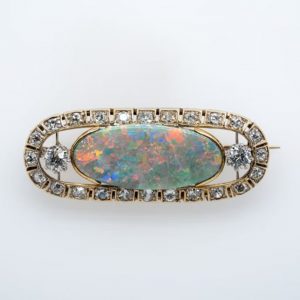 Art Deco Antique 5.50ct Opal and Diamond Brooch