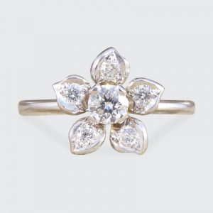 Modern 0.31ct Diamond Set Flower Ring