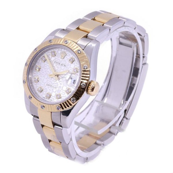 Rolex Lady Datejust 18ct Yellow Gold and Steel Watch with Diamonds, Ref 179313 with silvered Jubilee Rolex monogram dial and diamond dot hour markers