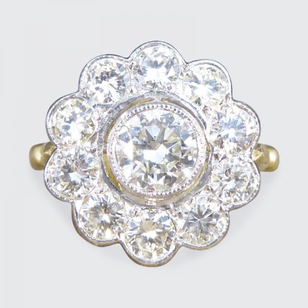 1.85ct Diamond Daisy Halo Cluster Ring