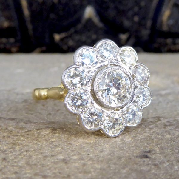 1.85ct Diamond Daisy Halo Cluster Ring