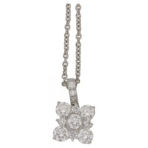0.65ct Diamond Flower Floral Star Cluster Pendant on Chain