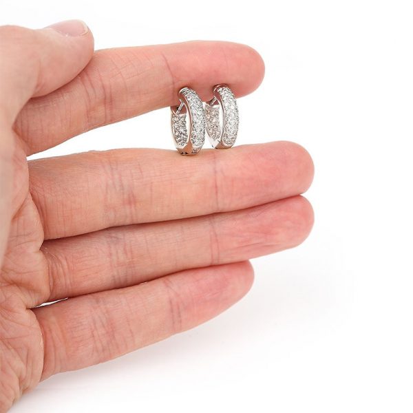 1.3ct Diamond Huggie Hoop Earrings in 18ct White Gold