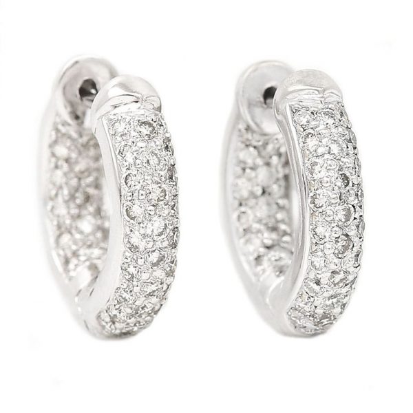 1.3ct Diamond Huggie Hoop Earrings in 18ct White Gold