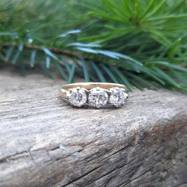 Vintage Diamond Three Stone Ring G/H VS 1 carat total