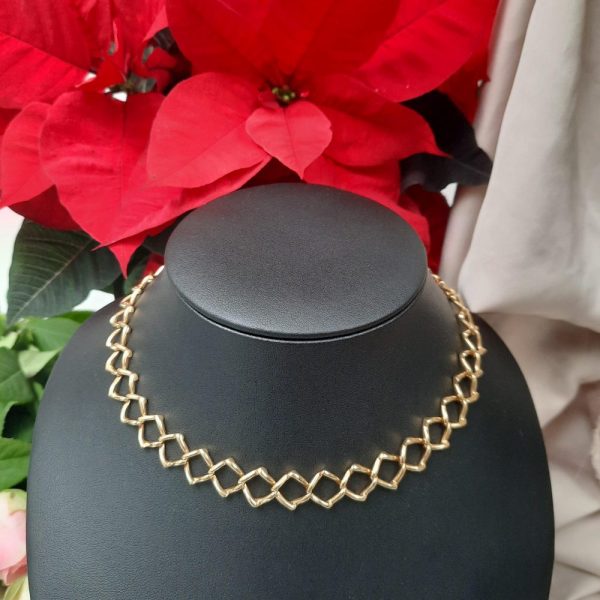 Vintage Tiffany & Co diamond shaped 18ct Gold Chain Link Necklace by Paloma Picasso