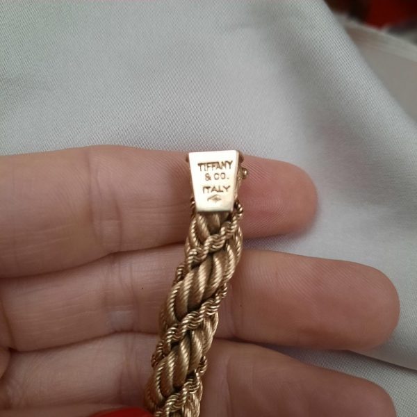 Tiffany and Co Gold Twisted Rope Bracelet, Signed