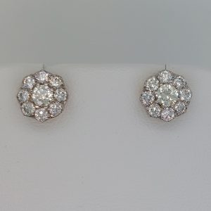 Vintage 1.20ct Old Cut Diamond Cluster Stud Earrings