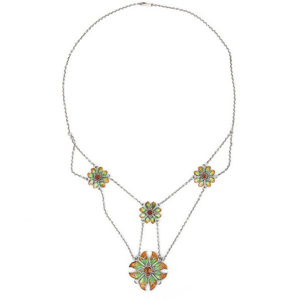 Liberty and Co Arts and Crafts Citrine and Enamel Necklace