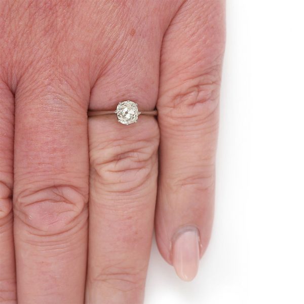 Antique Edwardian 0.95ct Old Cut Diamond Solitaire Ring