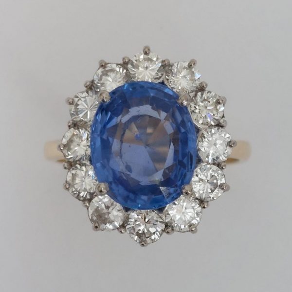 4ct Sapphire and Diamond Cluster Ring