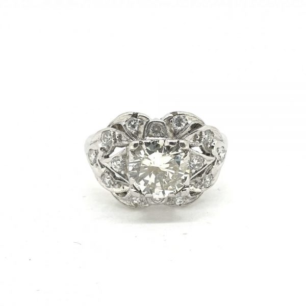 Diamond Cluster Ring in Platinum central diamond 1.25 carats