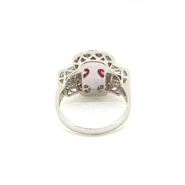 Reverse of Certified 4ct Madagascar Ruby and Diamond Dress Ring