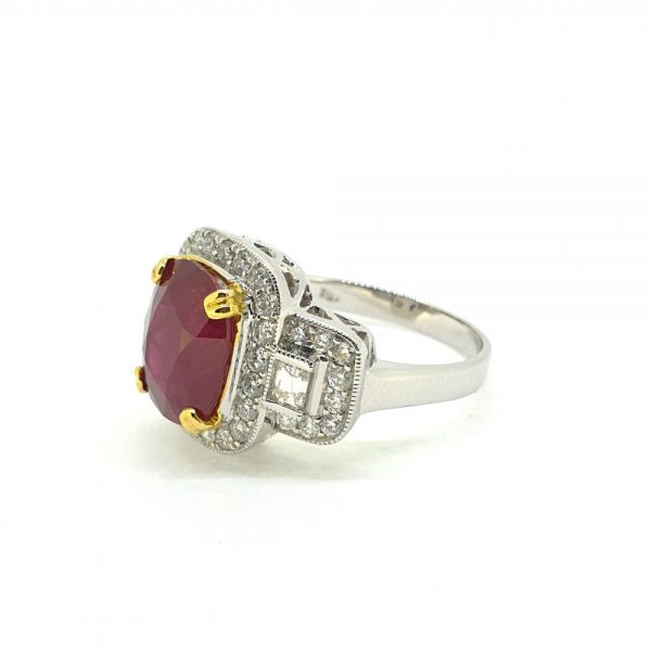 4ct Madagascar Ruby and Diamond Cluster Ring