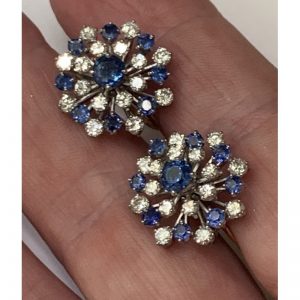 Oscar Heyman Sapphire and Diamond Starburst Cluster Earrings