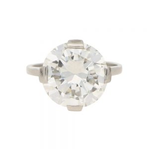 Art Deco 7.49ct Diamond Solitaire Engagement Ring, GIA Certified 7.49 carat H VVS2