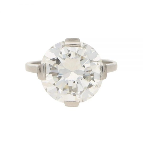 Art Deco 7.49ct Diamond Solitaire Engagement Ring, GIA Certified 7.49 carat H VVS2
