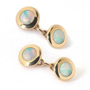 Art Deco French Opal and Gold Cufflinks