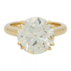 Certified 7.01ct Old Cut Diamond Solitaire Ring