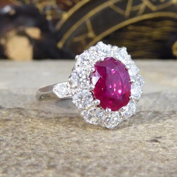 Contemporary 1.28ct Ruby and Diamond Cluster Ring