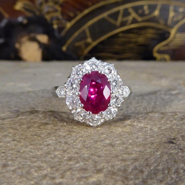 Contemporary 1.28ct Ruby and Diamond Cluster Ring