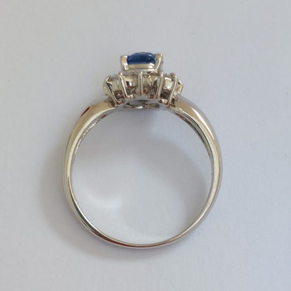 Cornflower Blue Sapphire and Diamond Cluster Ring
