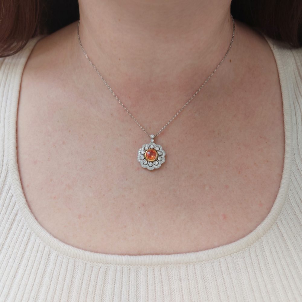 Orange sapphire necklace sale